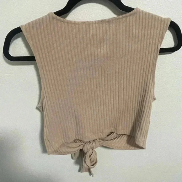 Zara trafaluc ribbed crop top with tie size Small - Picture 2 of 3